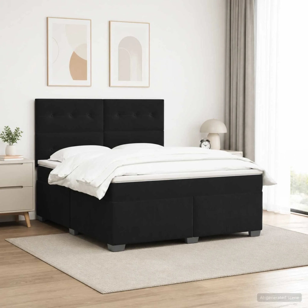 Letto box spring con materasso Nero 140 x 200 cm Velluto 3455122