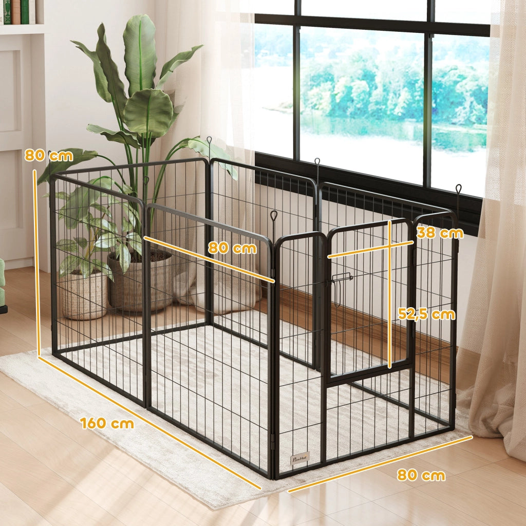Recinto per Cani 6 Pannelli con Porta ¨C Minimal ¨C Nero 80 cm