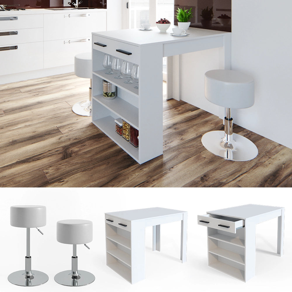 Vicco Set tavolo da pranzo Bianco 67 x 100 cm con 2 sgabelli