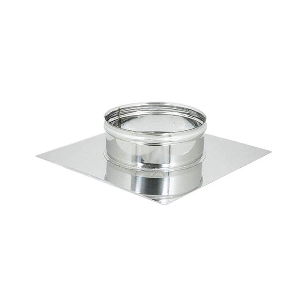Base forata inox da 250x250mm a innesto f 80 - 200mm 6 decimi, diametro 140mm