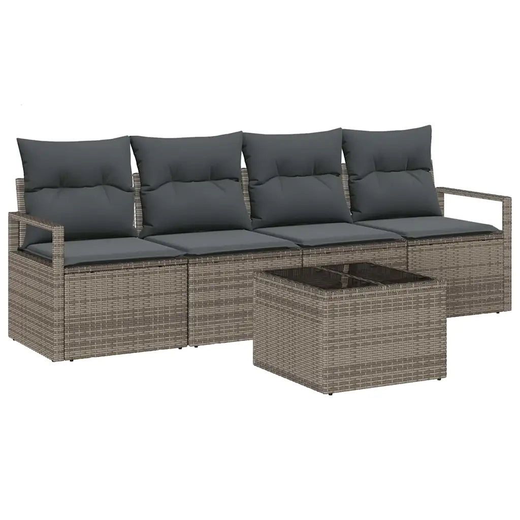 Set di divani con cuscino 5 pcs Grigio polyrattan 3354918