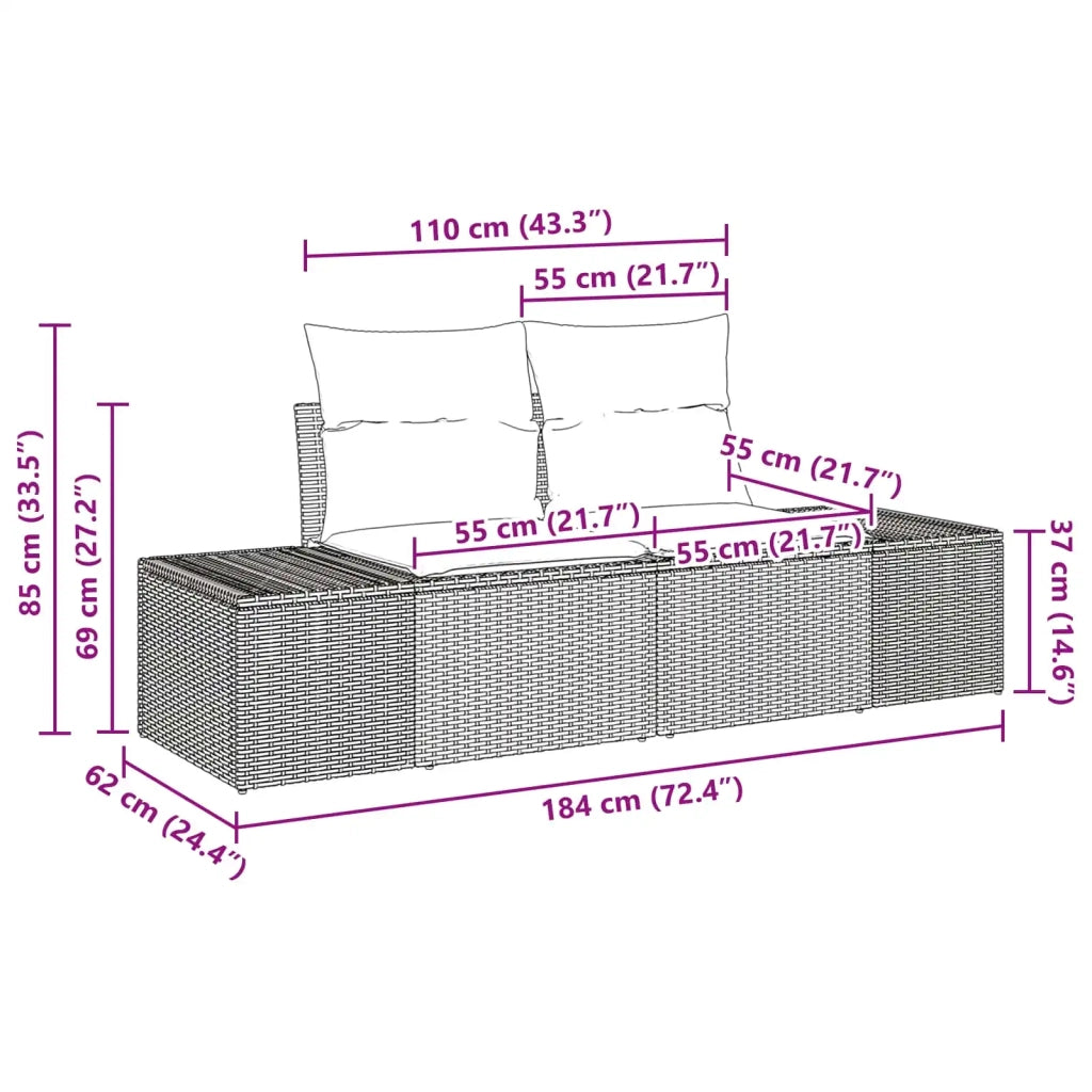 Set Divano da Giardino 10 pz Nero polyrattan 3347236