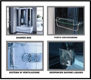 Cabina doccia idromassaggio, cromoterapia, touch screen, full optional 135x80cm Sicorage Xulus