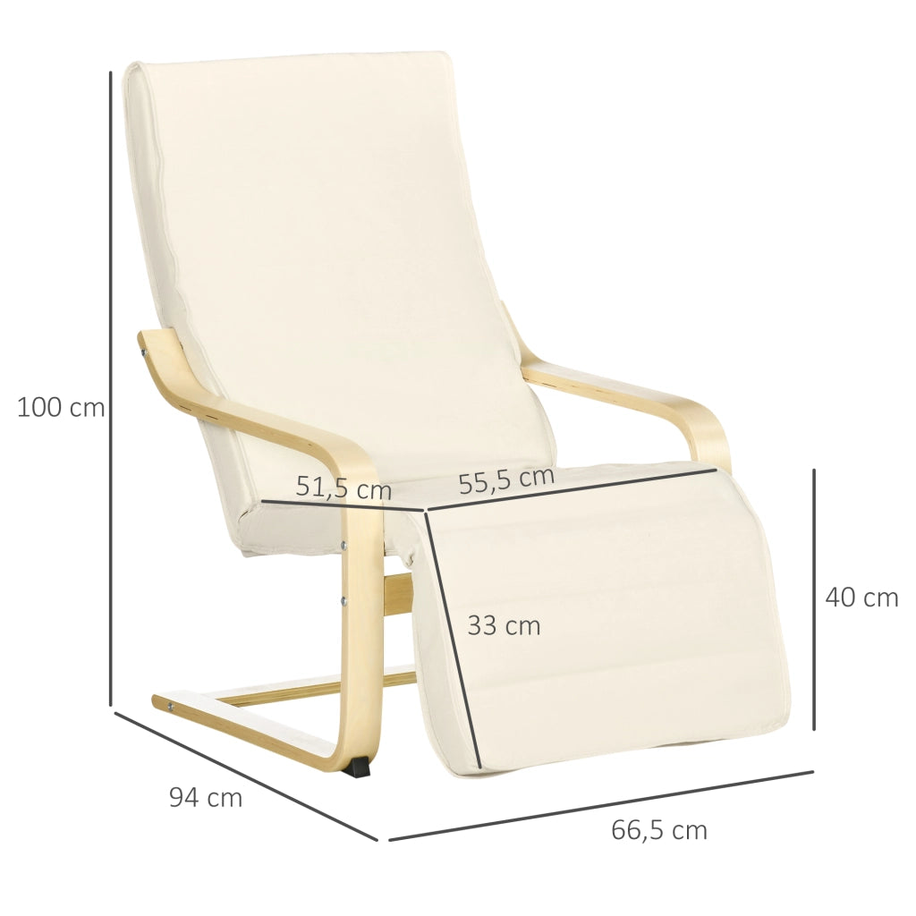 Poltrona Relax con Poggiapiedi Regolabile ¨C Minimal ¨C Tessuto Crema 66,5x94x100cm