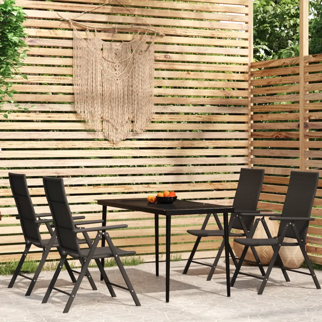 Set da Pranzo da Giardino 5 pz Nero 3099109