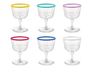 Set 6 calici in acrilico trasparente con ring colorato cl25