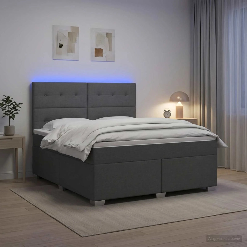 Letto box spring con materasso Grigio Scuro 140 x 190 cm 3454867