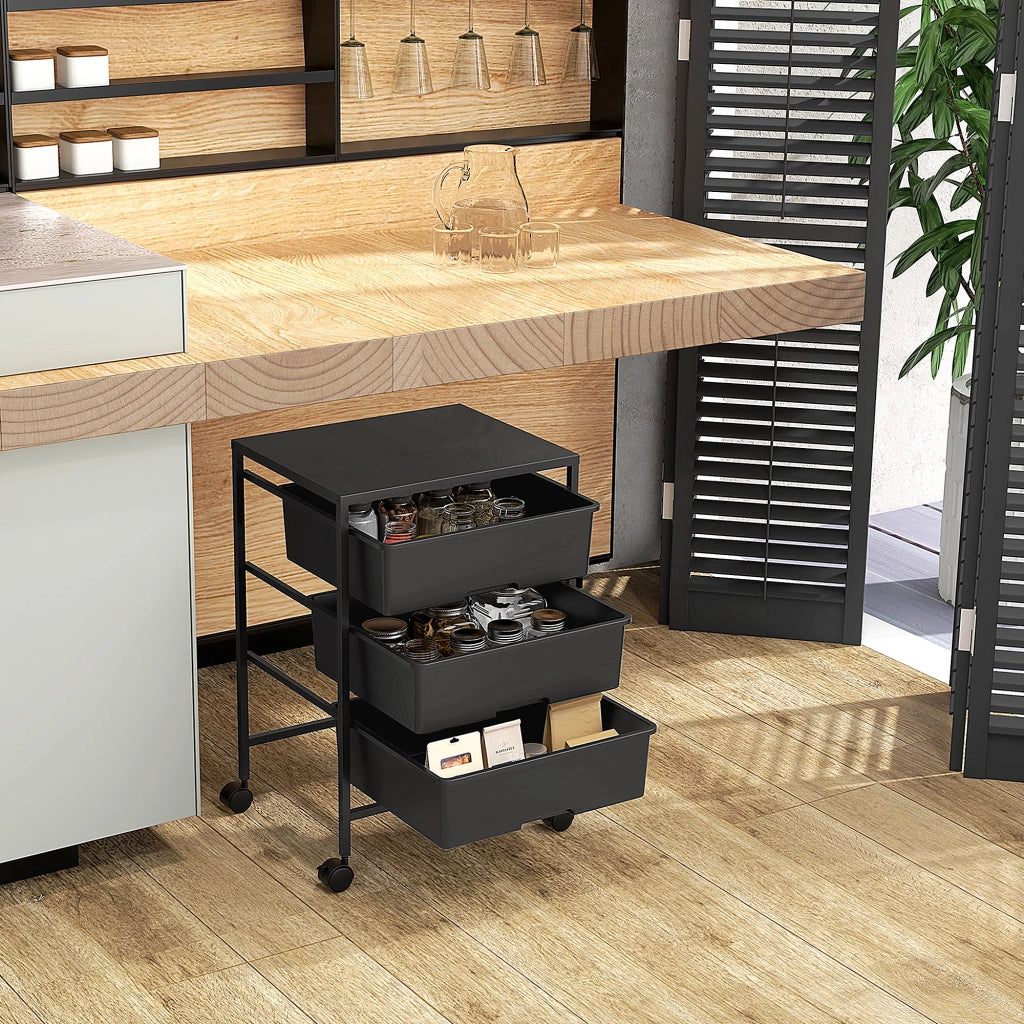 Carrello con 3 cestini ¨C Minimal ¨C Nero 40.8x33.5x60.5 cm