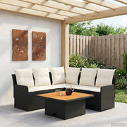 Set di Mobili con cuscino 4 pcs Nero e Crema Rattan in PE 3422175