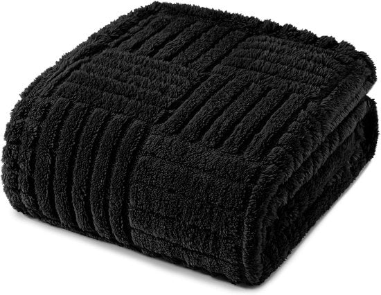 Piumino soffice - decorativo e caldo - 1 pezzo - nero - 130 x 150 cm