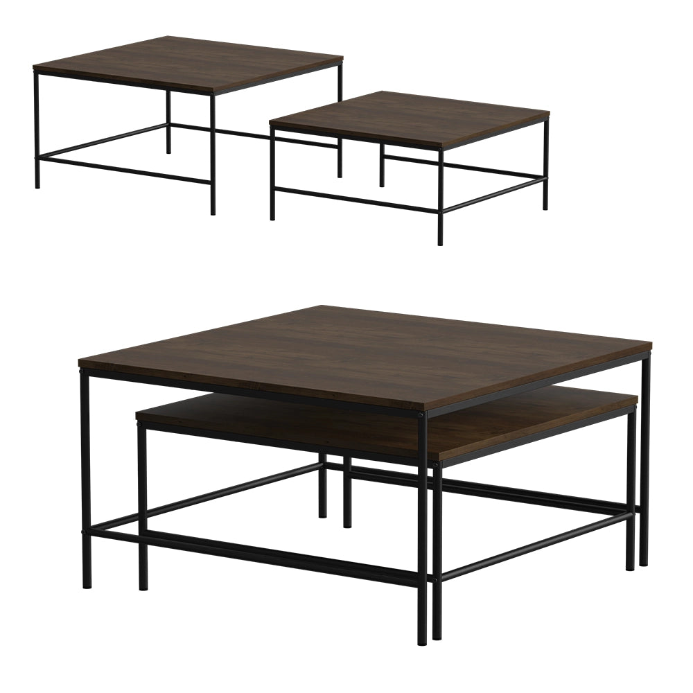 Vicco Tavolino da divano Rovere rustico 80 x 80 cm 2 parti