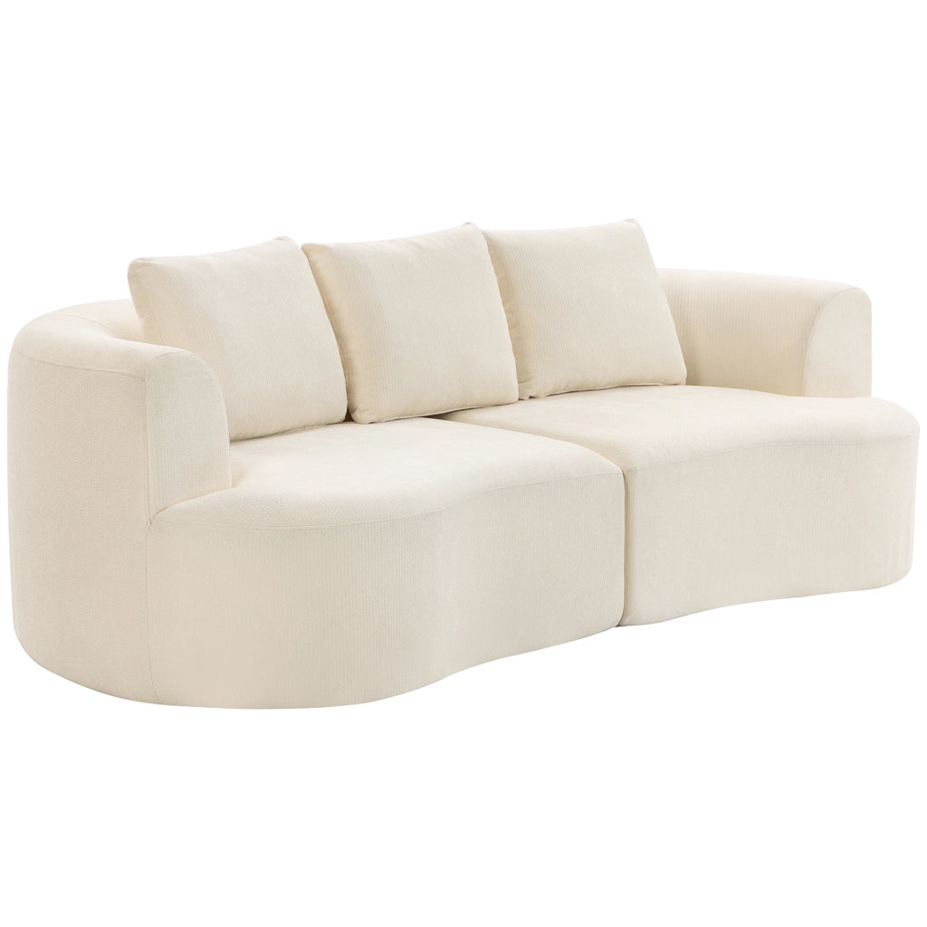 Divano 3 posti in chenille ¨C zephmum ¨C crema, imbottito, 260 cm