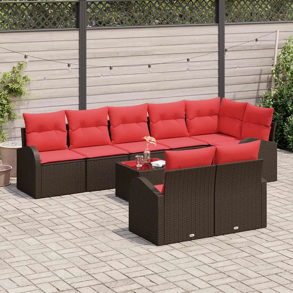 Set Divano da Giardino 9 pcs Marrone polyrattan 3346104