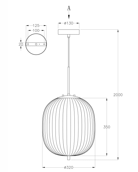 Domizia Lampada a Sospensione in Metallo e Vetro Soffiato Nero Ø320mm, Attacco E27, Design Elegante per Interni IP20 Classe 1