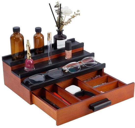 Organizzatore per profumi in legno a 3 livelli