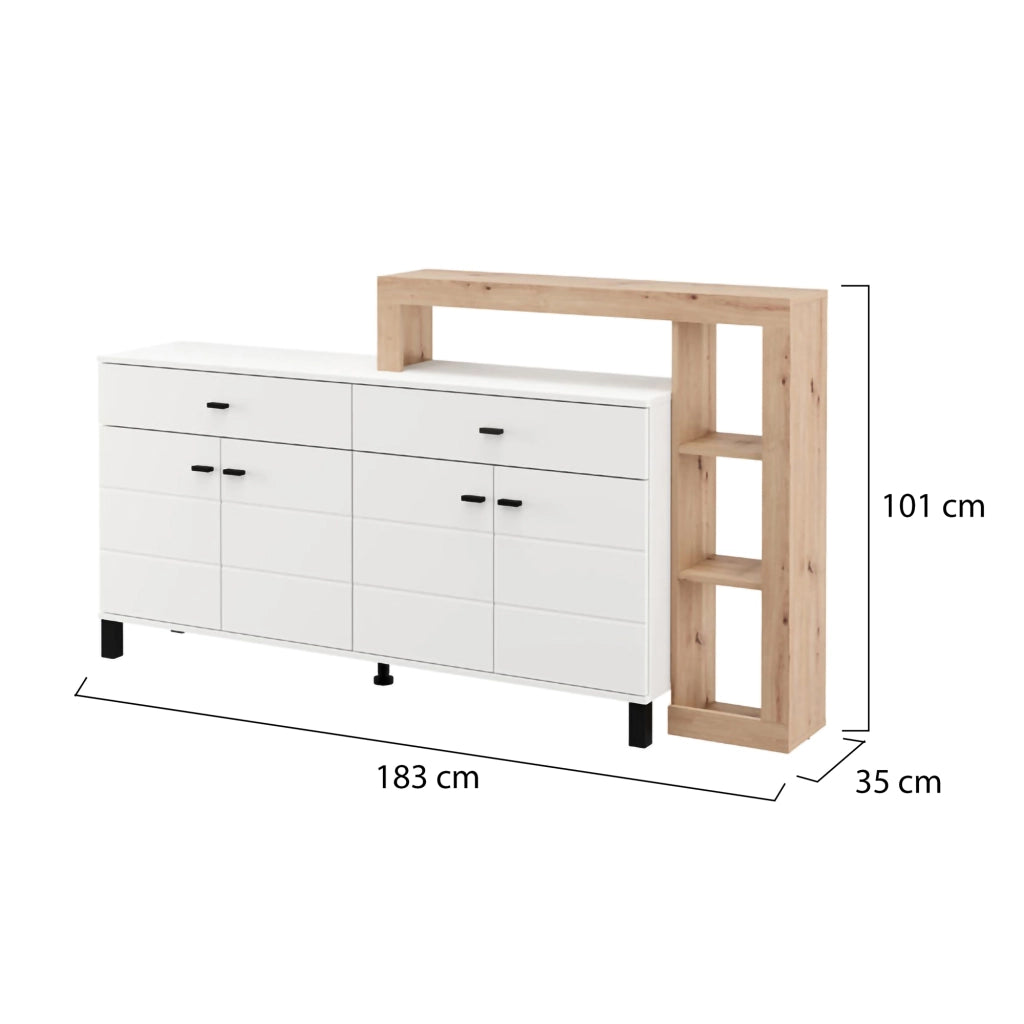 Madia Chefch, Credenza 7 Ripiani, 183x35x101h cm Bianco