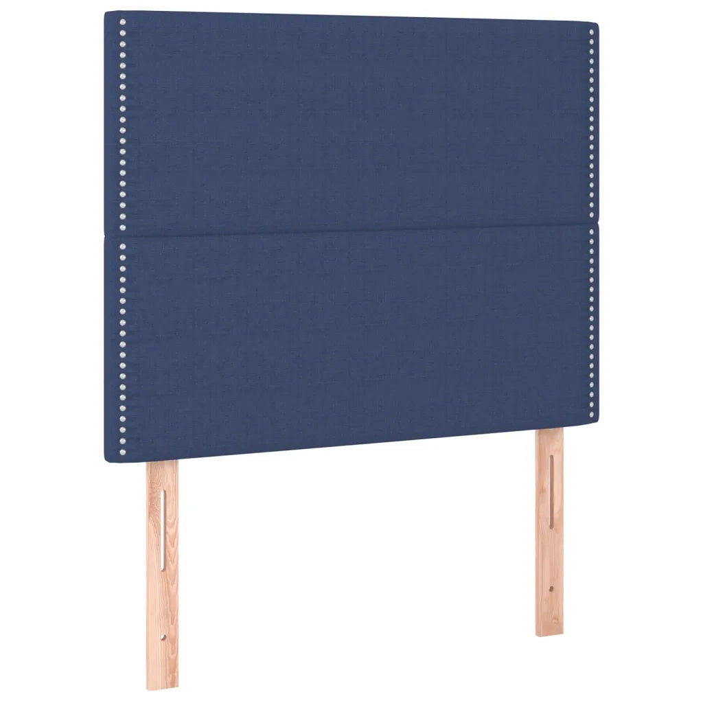 Letto a Molle con Materasso e LED Blu 90x200 cm in Tessuto