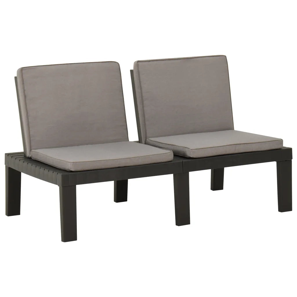 Set Divani da Giardino con Cuscini 3 pz | Set Salotto da Giardino in Plastica Grigio