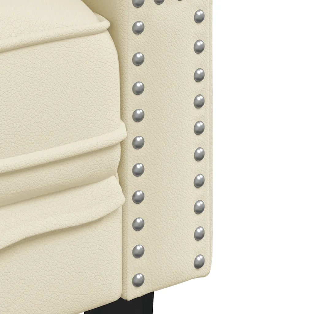 Divano Chesterfield a 2 Posti Crema in Similpelle 372660