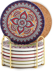 Set di 6 Supporti in Ceramica con Disegno Mandala