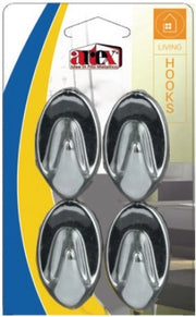 Set 4 Pezzi Gancio Adesivo Cromato Ovale 22 mm Artex