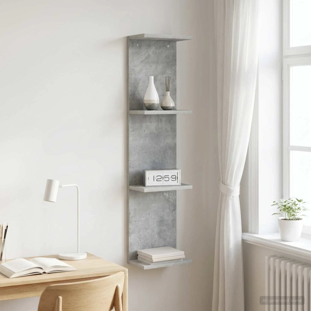 Scaffale da parete Grigio Cemento 25 x 15 x 100 cm 8012386