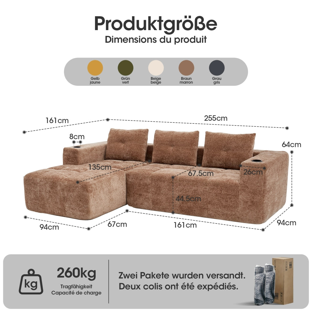Divano Angolare 3 Posti con Cuscini ¨C Xylo ¨C 258 cm