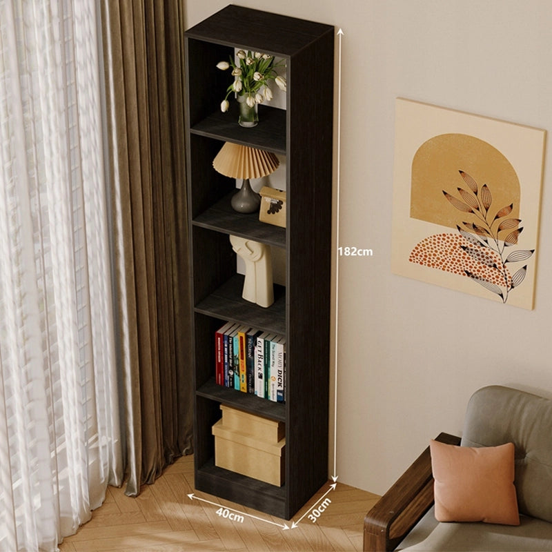 Libreria da terra nera con ripiani alti, moderna, a colonna, 182 cm