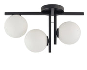 Plafoniera nera Andy 3 sfere vetro bianco G9 Sigma