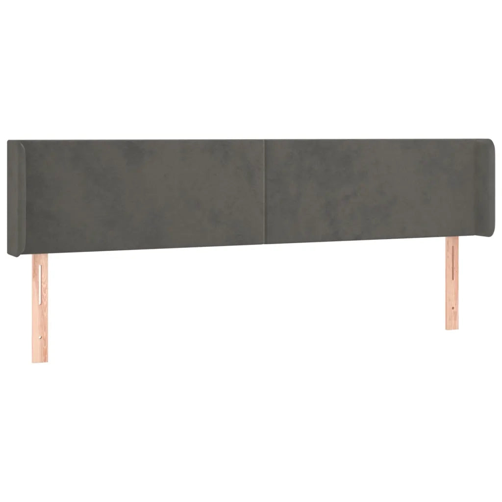 Testiera | Testata ad Orecchio Grigio Scuro 203x16x78/88 cm in Velluto