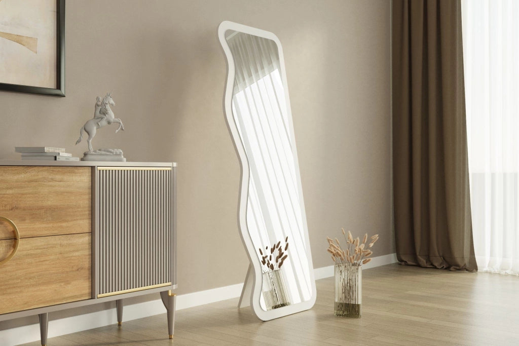 Specchio in legno "Asel" - 50 x 160 cm - Bianco