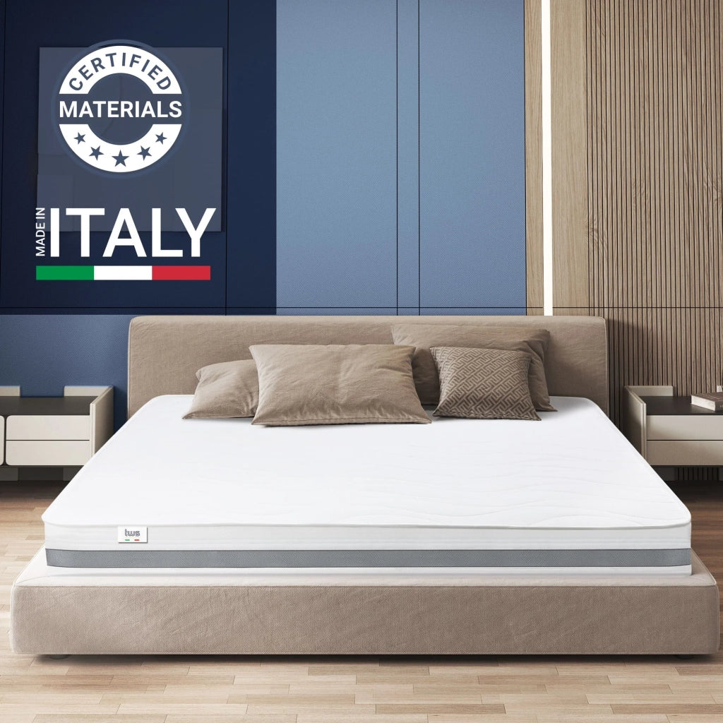 Materasso Singolo 70x200 cm in Memory Antibatterico | Altezza 20 cm | Rivestimento 3D Air in Fibra Ipoallergenica | Materasso Ortopedico a 7 Zone Differenziate Termosensibili