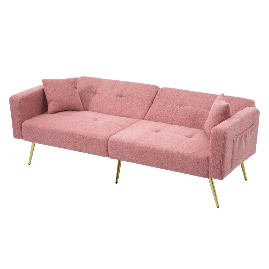 Divano letto angolare regolabile - Zephmum- Gambe dorate con cuscini e tasche laterali