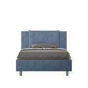 BS COM Letto una piazza e mezza senza rete imbottito 110x190 microfibra blu