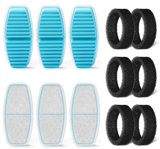 Filtro per Acqua per Gatti S7 - 6 pezzi: 12 Filtro per Acqua per Gatti - 6 pezzi Filtro + 6 pezzi Filtro Schiuma - Filtrazione Triplo - Adatto per Filtro per Acqua per Gatti