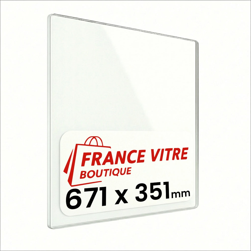 671 x 351 x 4 mm - Vetro per stufa a legna - vetro camino di ricambio - vetro per caminetto resistente al fuoco - France Vitre