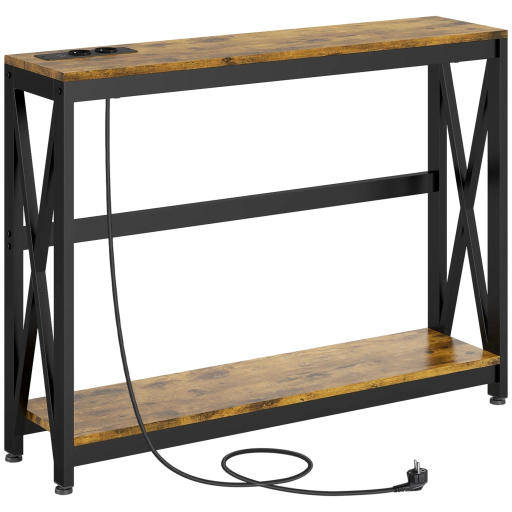 Tavolino console a 2 livelli ¨C Minimal ¨C 100x24x75 cm marrone