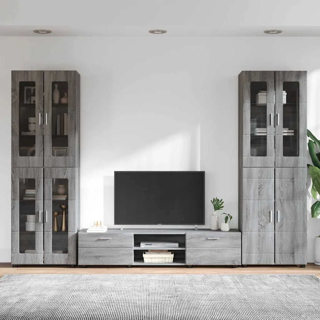 Set mobile TV con porta FLORIN Grigio Sonoma Legno multistrato