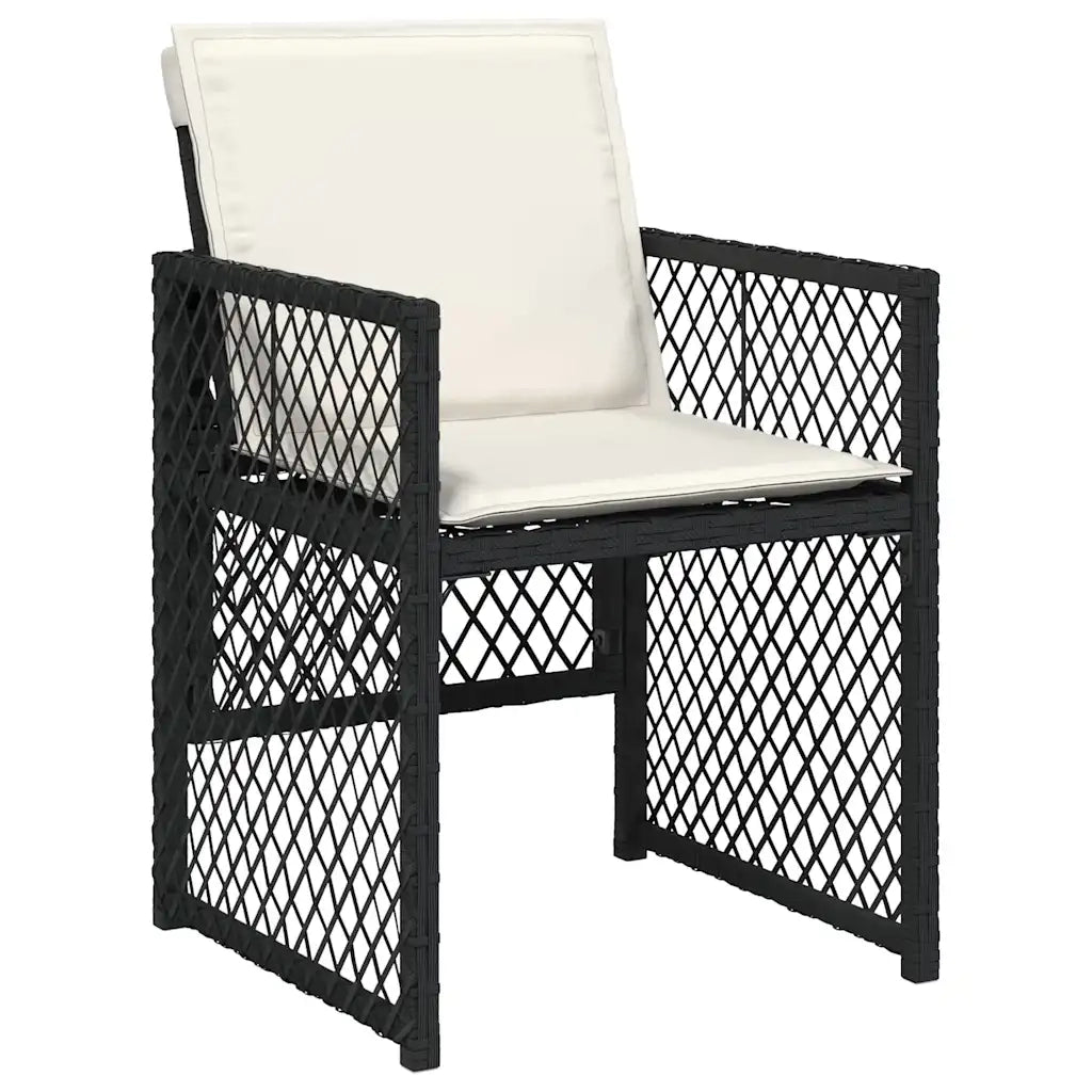 Set da Pranzo da Giardino 9 pz con Cuscini Nero in Polyrattan 3210843