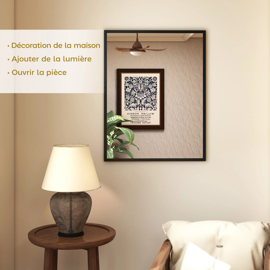 Specchio da parete ¨C Minimal ¨C 90x70 cm, legno, nero