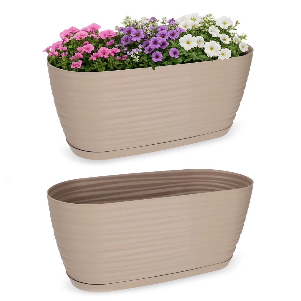 Vaso da fiori KADAX ovale da 27 cm in plastica beige