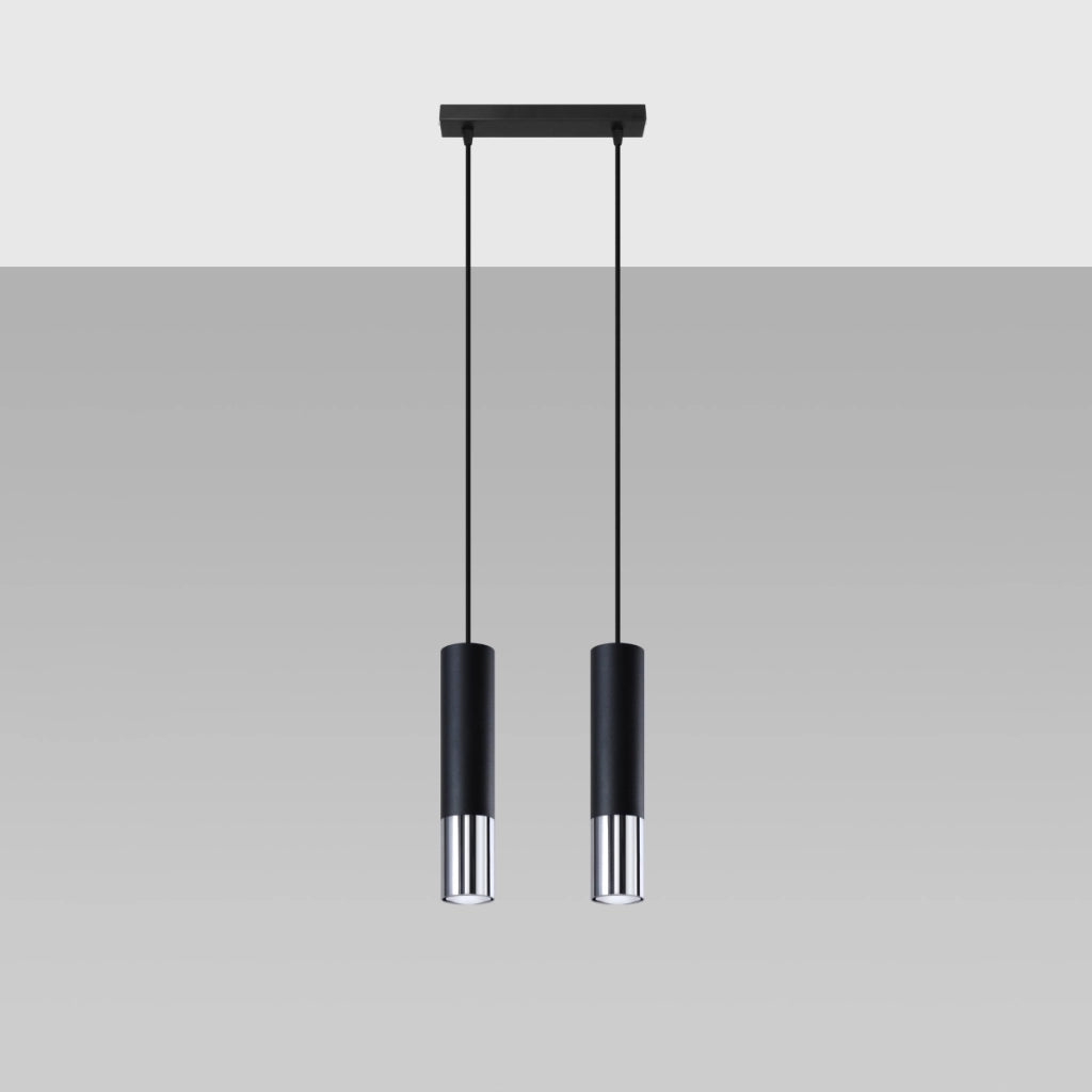 Lampada da soffitto moderna LOOPEZ 2x GU10 LED Max 10W Acciaio cromato nero