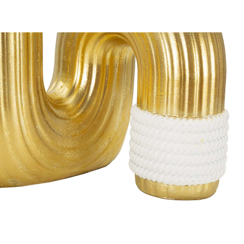 Vaso Bann Big bianco e oro in resina 14,5x25 cm