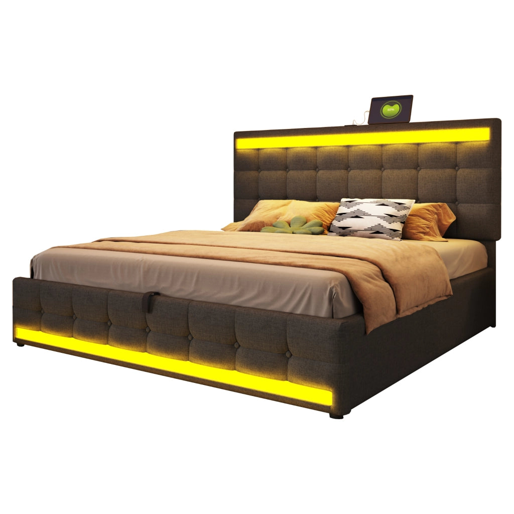 letto imbottito lino grigio 180 x 200 cm