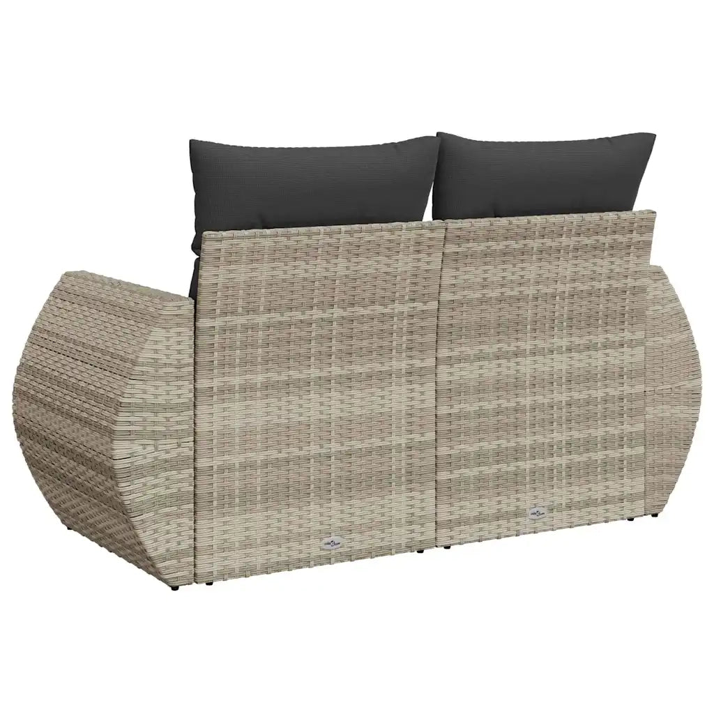 Divano da Giardino con Cuscini 2 Posti Grigio Chiaro Polyrattan 366186