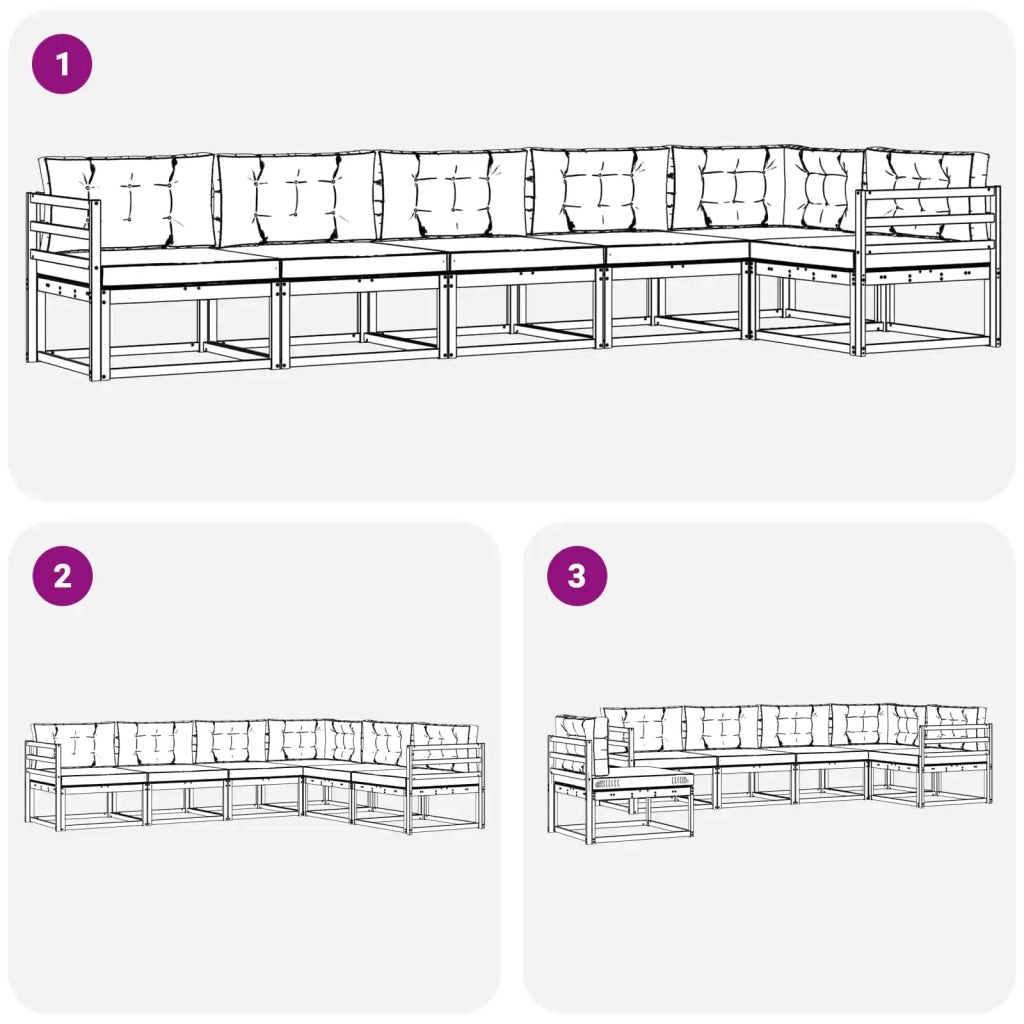 Set di divani da esterno 4 pz Bianco e Antracite Poliestere 3386501