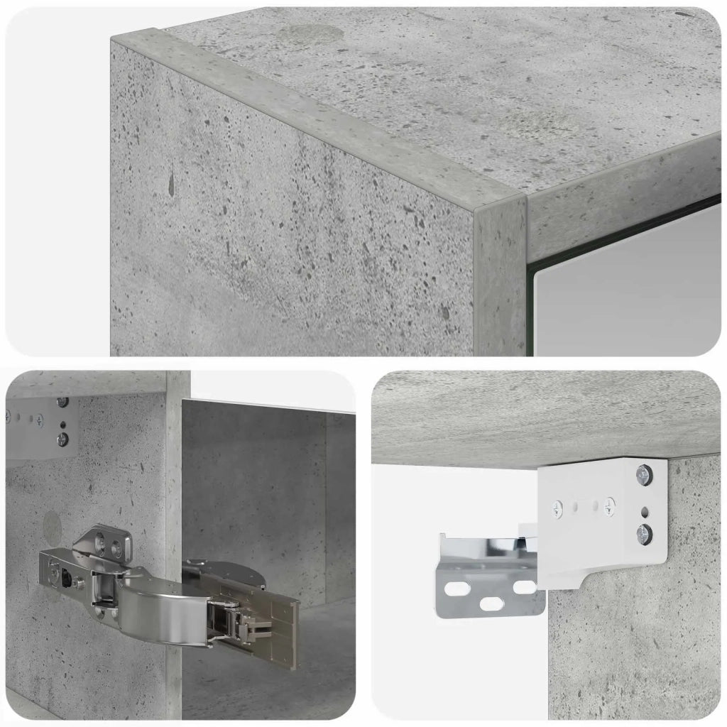 Mobiletto per specchio da bagno con lo scaffale Grigio cemento 889146