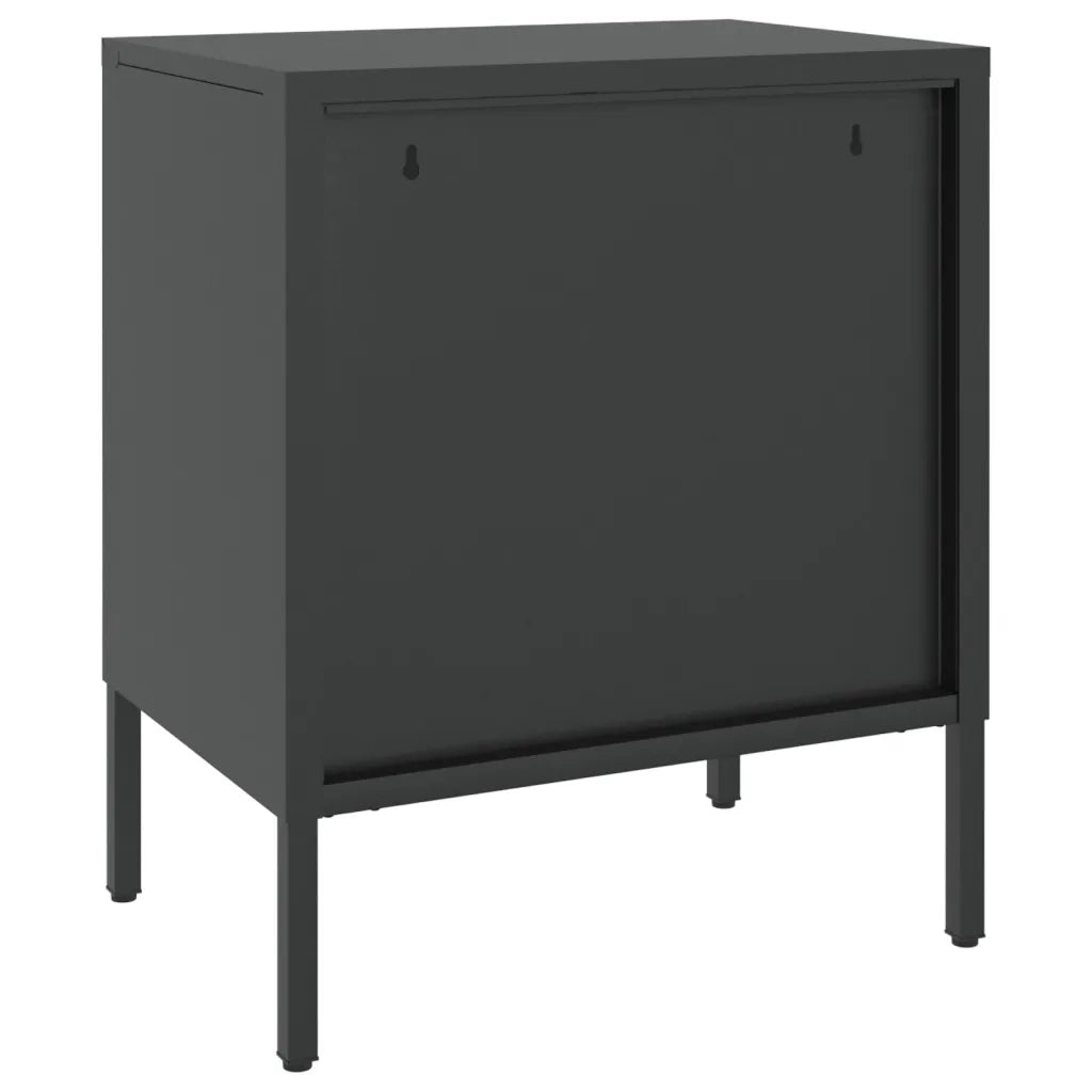 Comodini 2 pz Neri 50x35x60 cm in Vetro e Acciaio
