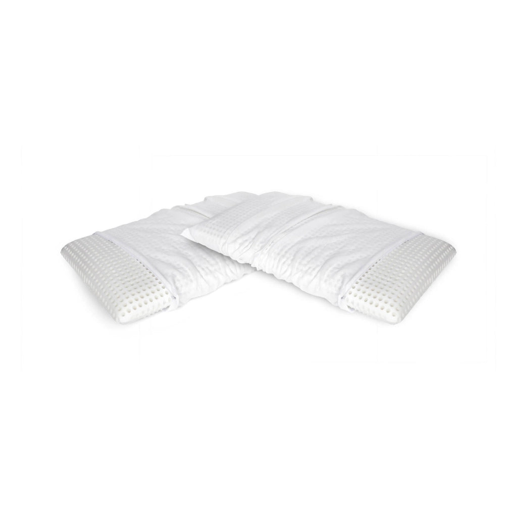 Talamo Italia Set di 2 Cuscini per Alloro, 100% Made in Italy, Guanciale sfoderabile a "saponetta" in Memory Foam forato, Anallergico e Traspirante, 70x39xh10 cm