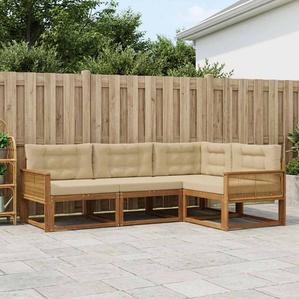 Set di divani da esterno 4 pz Naturale e Beige 3382531